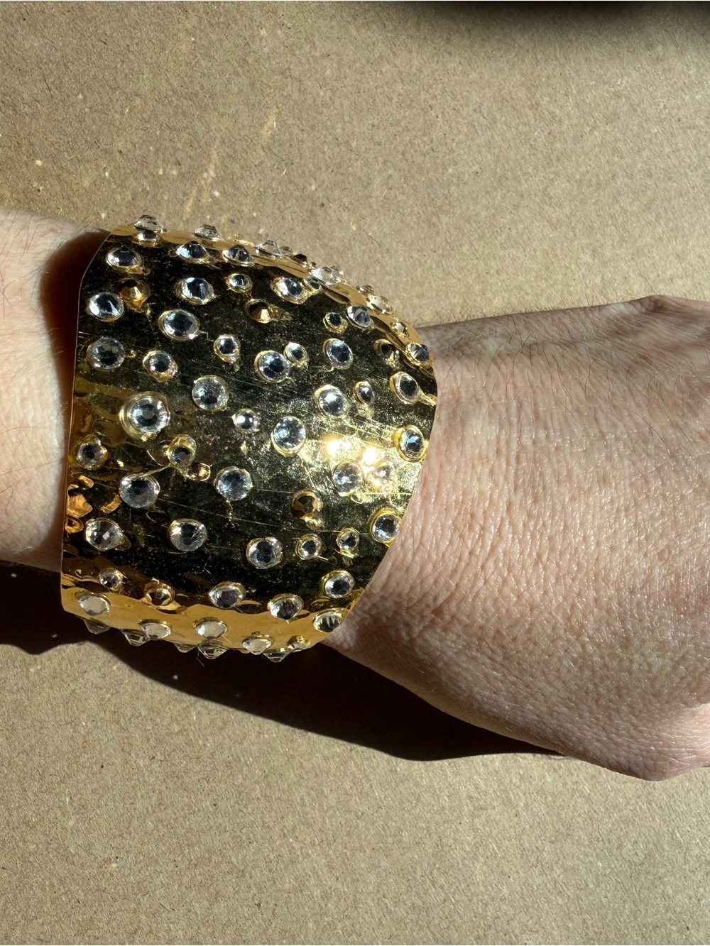 Gold Rhinestone Statement Cuff Bracelet - Women Accessories